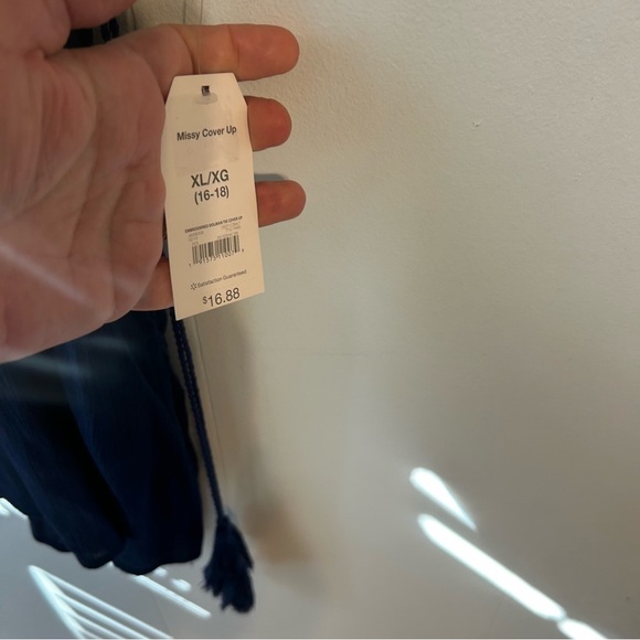 Time and Tru Blue Embellished bathing suit cover-up missy size 16-18 - Picture 7 of 9